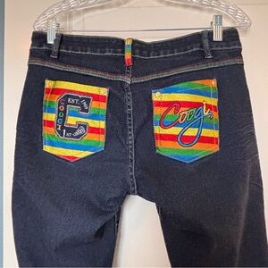 Coogi dark wash embellished size 11/12 jeans rainbow accents